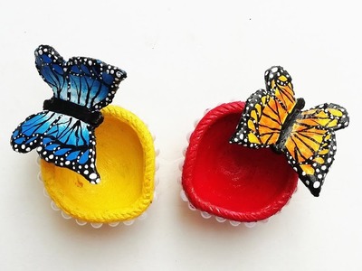 DIY Butterfly Diya || Diwali Decoration Ideas || Diwali Crafts || Air Dry Clay.Shilpkar Clay Crafts
