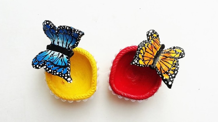 DIY Butterfly Diya || Diwali Decoration Ideas || Diwali Crafts || Air Dry Clay.Shilpkar Clay Crafts