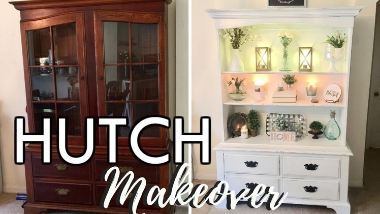 DIY HUTCH MAKEOVER. HOW TO CHALK PAINT FURNITURE. RUSTIC FARMHOUSE STYLE. IN WITH JEN