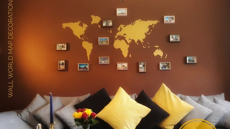 DIY World Map Wall deco. Adventure & Romantic love story. Wall World Map Decoration