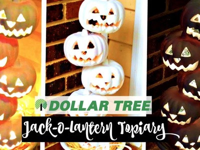 DOLLAR TREE HALLOWEEN DIY | JACK-O-LANTERN TOPIARY | COLLABOWEEN