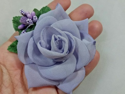 141) DIY HANDMADE | Cara Membuat Bunga dari Perca Sifon || Chiffon Rose || Chiffon Patchwork Flower