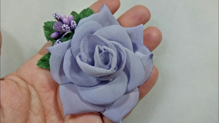 141) DIY HANDMADE | Cara Membuat Bunga dari Perca Sifon || Chiffon Rose || Chiffon Patchwork Flower