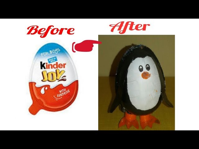 DIY. How to make penguine from kinder joy pouch.