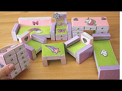 DIY Miniature Magical Unicorn Dollhouse Room ~ Bed, Sofa,Table, Armchairs, Toilet table