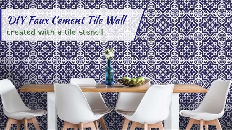 How To: DIY A Faux Cement Tile Wall Created With A Tile Stencil