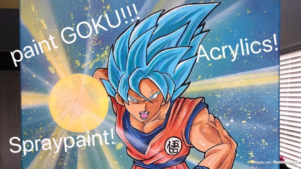 Painting GOKU With Spray Paint And Acrylics! Voice Over Tutorial!