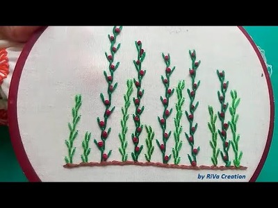 Grass Pattern | Feather Knot Stitch | Hand Embroidery Stitches Pattern(Gujarati)