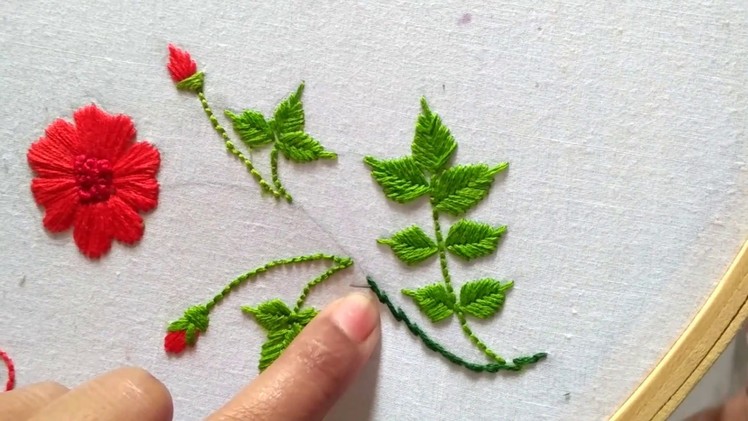 Hand embroidery design | flower hand embroidery 2018 ( satin stitch )( backstitch )
