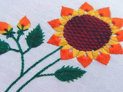 Hand Embroidery; Sunflower Embroidery by Nakshi Kantha World
