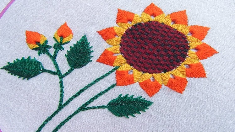 Hand Embroidery; Sunflower Embroidery by Nakshi Kantha World