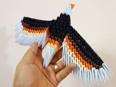 How to make a 3D origami eagle (hawk). 3D origami tutorial