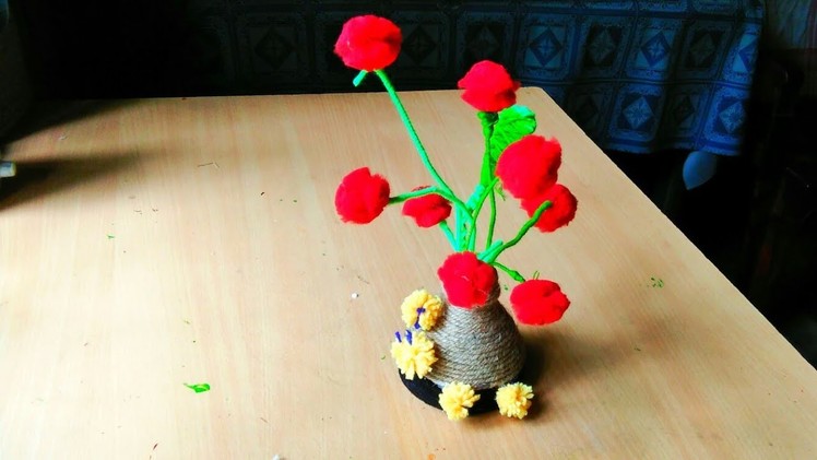 How to make a Guldasta From waste Material.DIY with wool and plastic bottle ????
