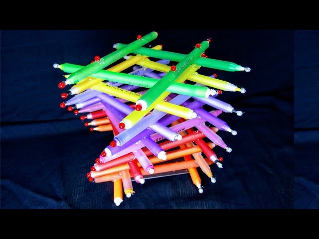 Making Beautiful 3D Pen Holder.Flower Vase Using Waste Pen || Best out of waste projects