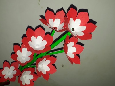 Paper stick flower.how to make paper stick flowers.कागज के फूल बनाना.कागज के फूल बनाने का
 तरीका