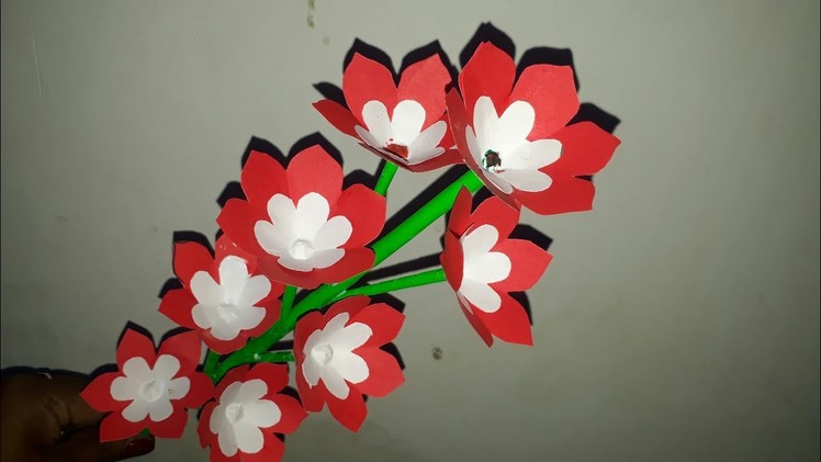 Paper stick flower.how to make paper stick flowers.कागज के फूल बनाना.कागज के फूल बनाने का
 तरीका