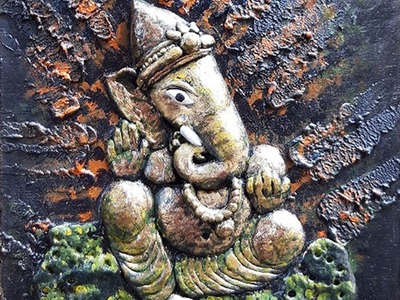 SOUTHEYARTS l Ganesha Clay Mural Painting l 3D wall mural l Shilpkar Art