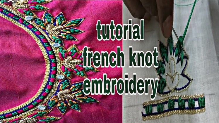 Tutorial French knot embroidery | aari embroidery | hand embroidery | thread embroidery