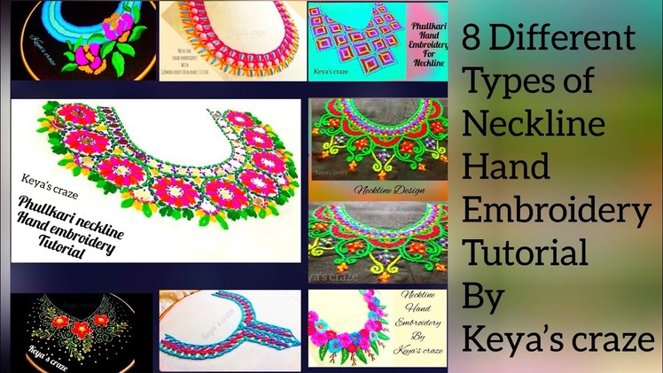 (#2) 8 types of neckline.neck design hand embroidery part 2 #Handembroidery