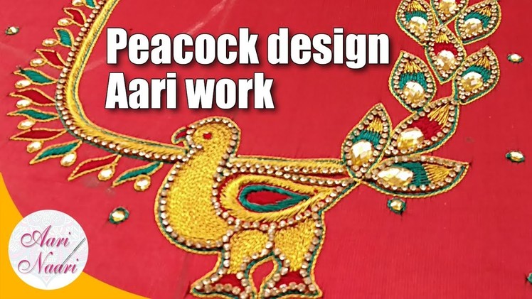 Aari peacock design | Hand embroidery peacock design neck blouse | maggam work