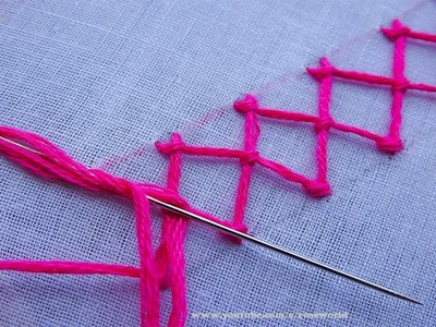 Basic Hand Embroidery Part - 63 | Knotted Diamond Stitch