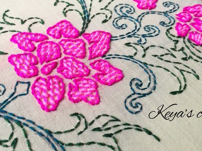 Flower cushion cover design hand embroidery. keya's craze #Handembroidery