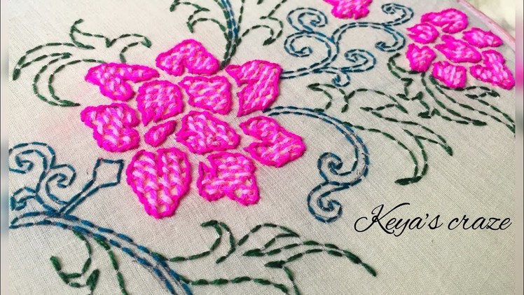 Flower cushion cover design hand embroidery. keya's craze #Handembroidery