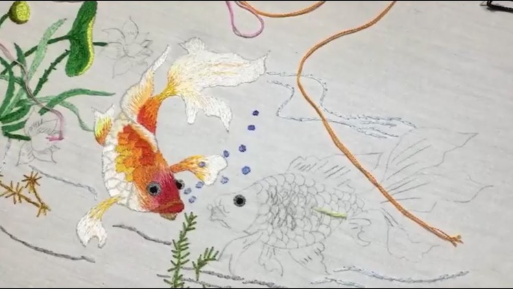 GOLD FISH .  Hand Embroidery {part 1}