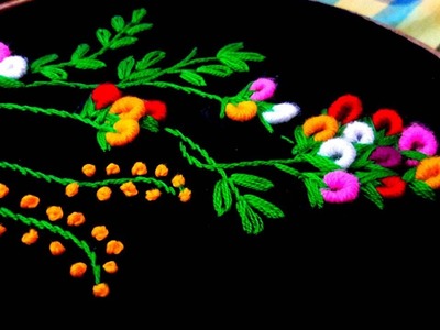 Hand embroidery : brazilian embroidery flower design.