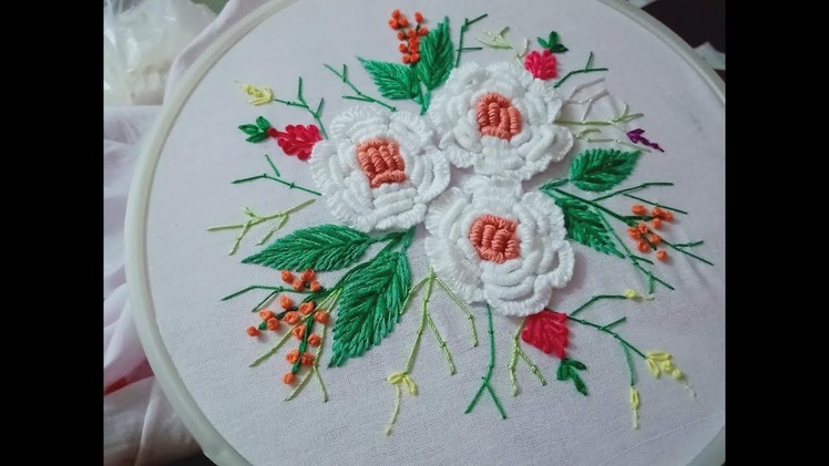 Hand embroidery. Brazilian embroidery design.