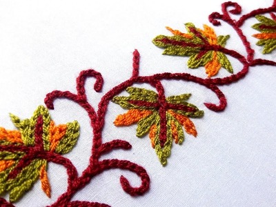 Hand Embroidery: chine stitch | border design.