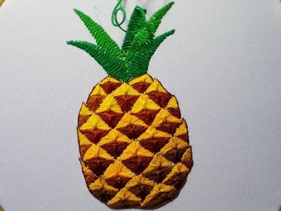 Hand Embroidery:design Pineapple  |Как вышить ананас | Сomo bordar una piña