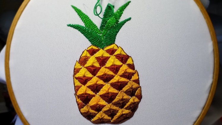 Hand Embroidery:design Pineapple  |Как вышить ананас | Сomo bordar una piña