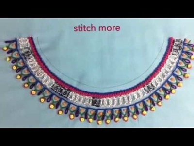 Hand embroidery easy stitch Neckline embroidery design