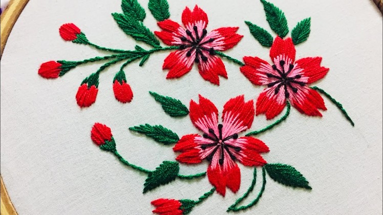 Hand embroidery fantasy flower design by nakshi design art