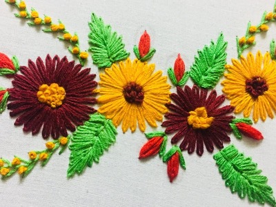 Hand Embroidery fiower design with lazy daisy stitch by nakshi design art
