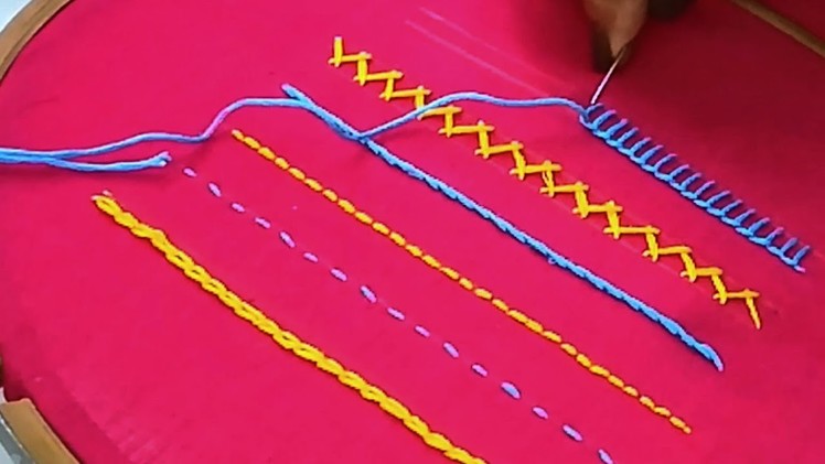 Hand Embroidery for Beginners | Basic Stitches to learn | Decorative Border Stitches. Design