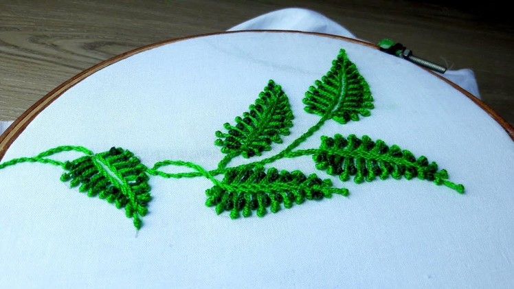 Hand Embroidery Leaf stitch Design video tutorial.