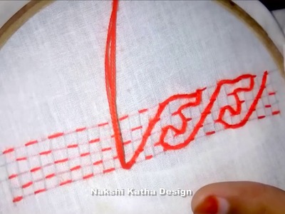 Hand embroidery: Nakshi katha border line design video tutorial for beginner