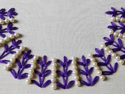 Hand Embroidery : Neckline Embroidery For Kameez.Kurtis | Lazy Daisy Stitch