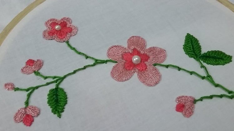 Hand embroidery of a flower