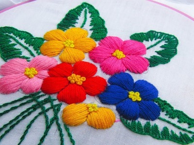 Hand Embroidery; Padded Satin Stitch; Flower Embroidery