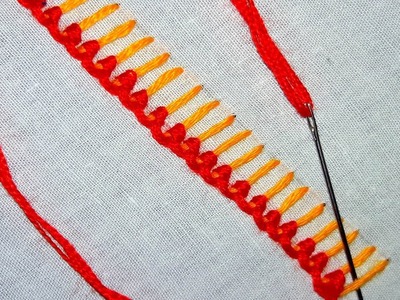 Hand Embroidery :Raised Buttonhole Band step-1