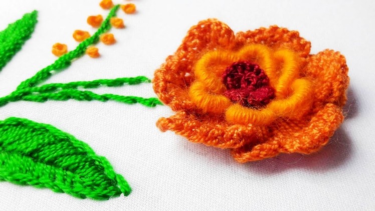 Hand Embroidery: rose flower design by nakshi katha.