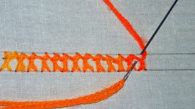 Hand Embroidery : Simple Border line embroidery tutorial # 58.