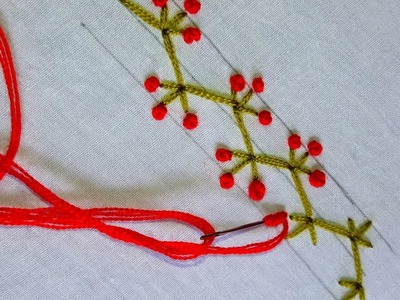 Hand Embroidery : simple design border # 47.
