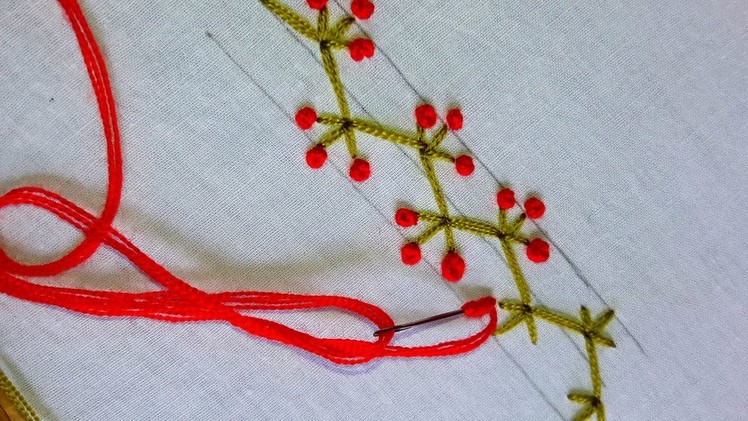Hand Embroidery : simple design border # 47.