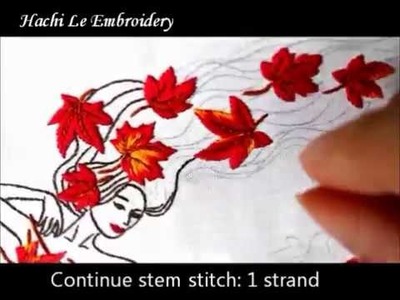 Hand Embroidery Tutorial for Beginners | How to Embroider Leaves | Cách thêu lá mùa thu