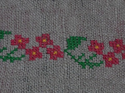 Hand Embroidery Work : Cross Stitch Embroidery : Border Design