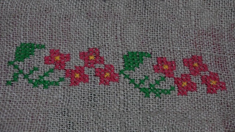 Hand Embroidery Work : Cross Stitch Embroidery : Border Design